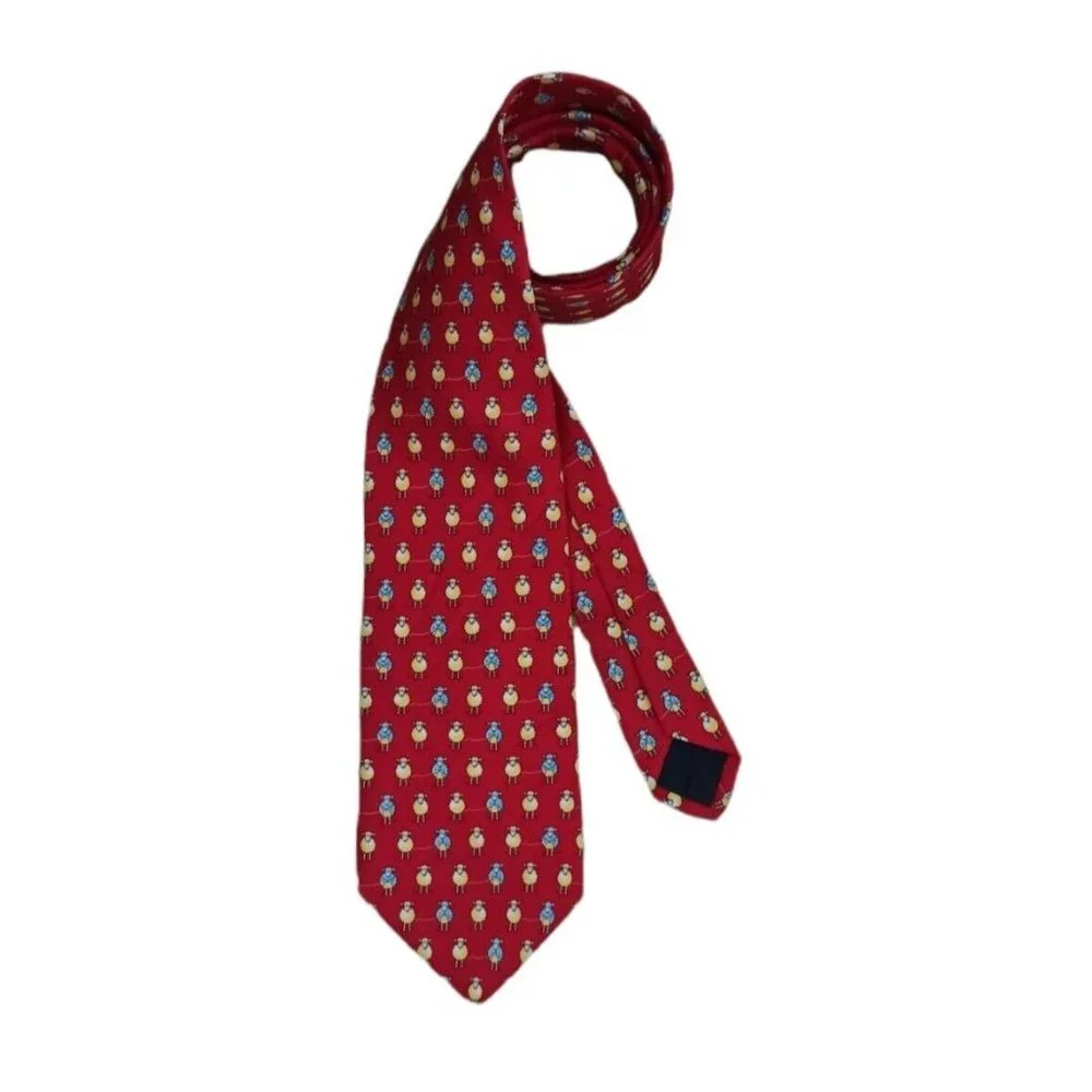 🆕BROOKS BROTHERS 346 Red sheep Silk Tie USA 58